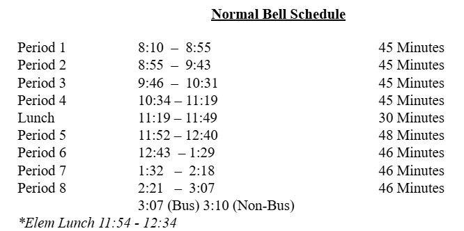 Normal High School Bell Schedule